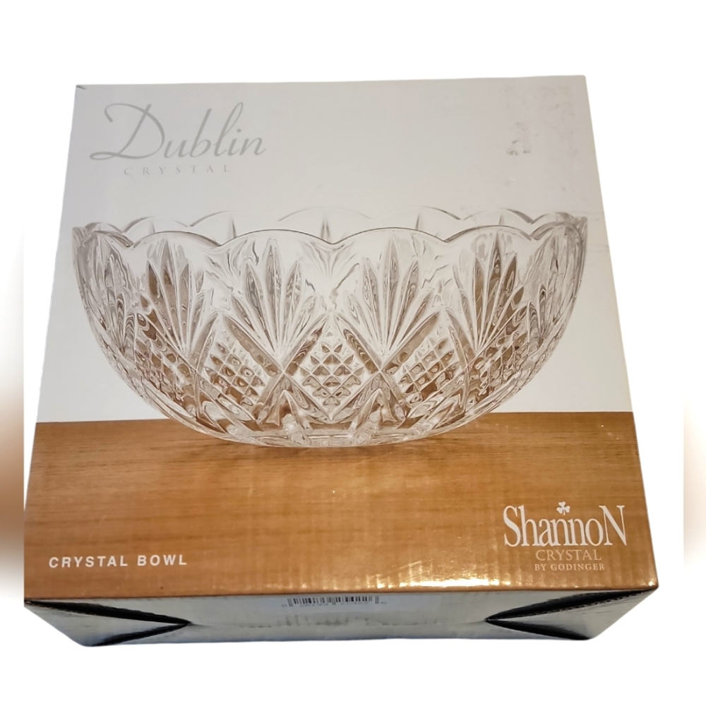 Dublin Crystal Bowl Gold Trim Serving or Decorative